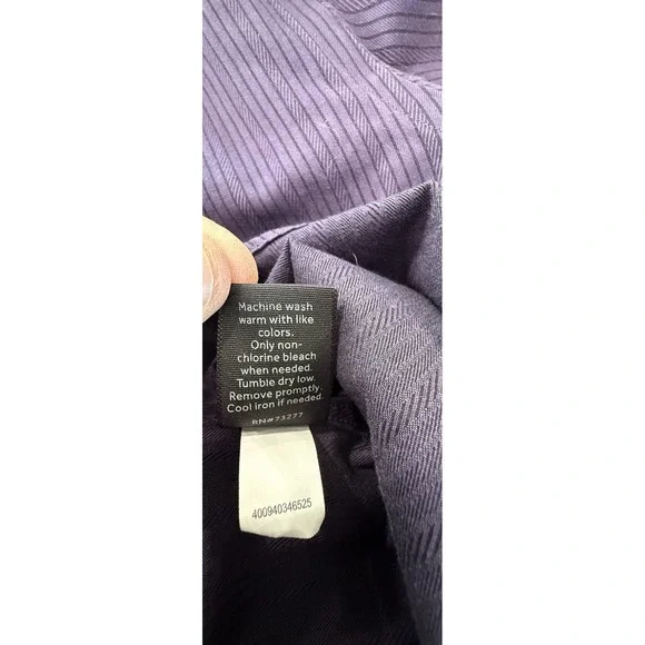 Marc Anthony Long Sleeve Button Down Purple Striped Shirt Slim Fit 15 1/2 34-35 - Picture 7 of 7